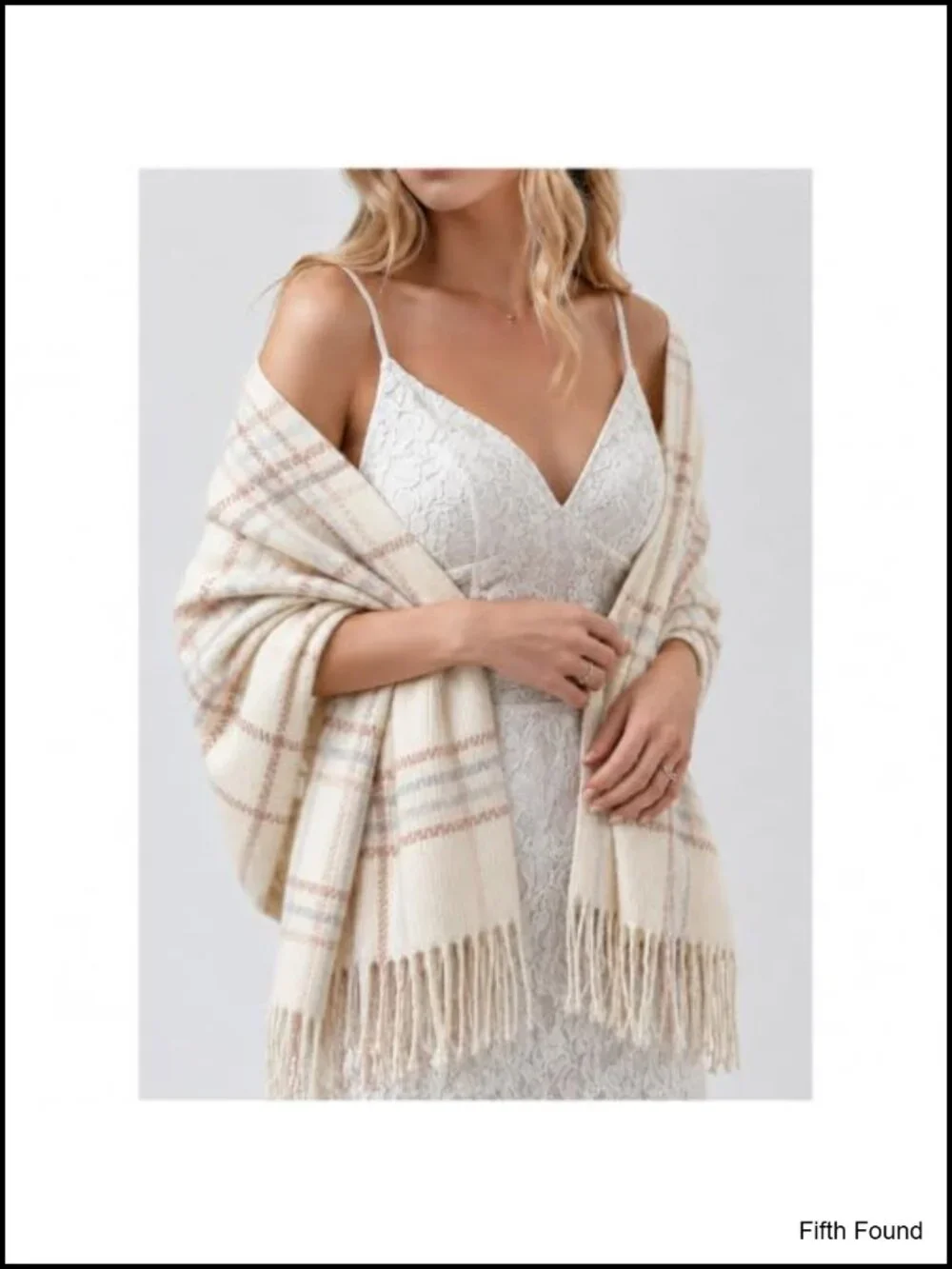 Oversized Plaid Winter Scarf with Tassels 100% Polyester